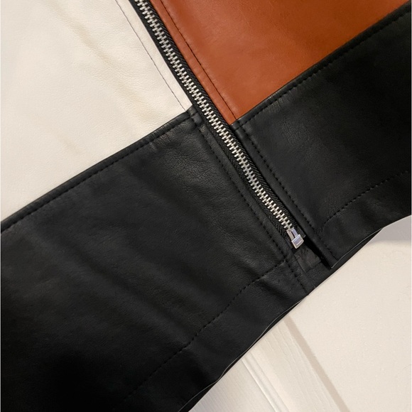 Inc International Concepts Iris Black Brown Block Faux Leather Mini Skirt Sz 18 - Picture 4 of 7